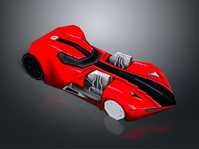 Red Sports Car With Streamlined Design Black Stripe Open Cockpit And Silver Accents 3d model
