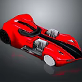 Red Sports Car With Streamlined Design Black Stripe Open Cockpit And Silver Accents
