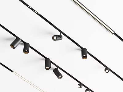 Modern LED Track Spotlights And Downlights With Black Metal Design For Home Ceiling Lighting 3d model