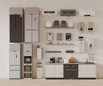 Modern refrigerator water dispenser water heater steam oven 3d model