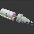 Large White Industrial Machine Featuring Cylindrical And Conical Connected Mechanical Components 3d model