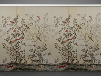 New Chinese background wall background 3d model