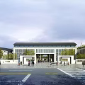 Modern School Building Complex With Classroom Buildings Sports Field Basketball Court And Green Areas