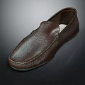 Men's Brown Leather Loafers With Sleek Textured Design For Casual Daily Wear