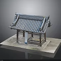Traditional Chinese Architecture Featuring Sloped Tile Roof Decorative Eaves And Wooden Columns On Stone Platform