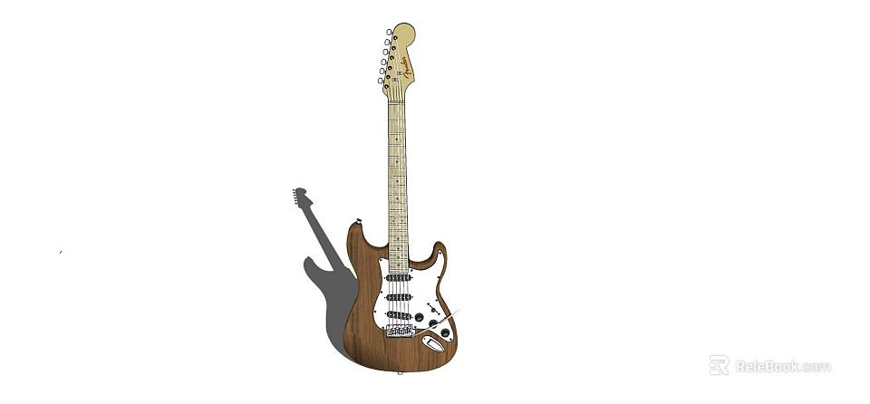 Electric Guitar Design Featuring Wooden Body Detailed Neck And Pickups 3d model 
