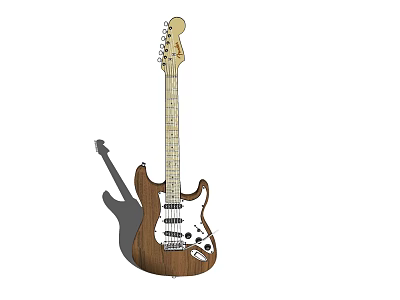 Electric Guitar Design Featuring Wooden Body Detailed Neck And Pickups 3d model