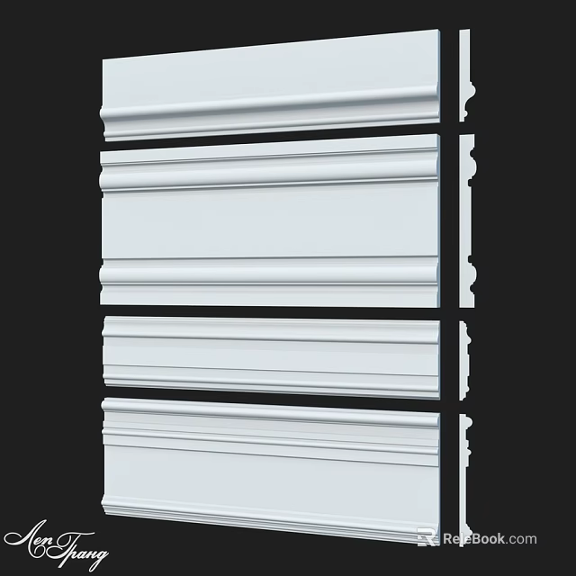 White Decorative Moldings With Multiple Layers And Various Designs Neatly Arranged 3d model 
