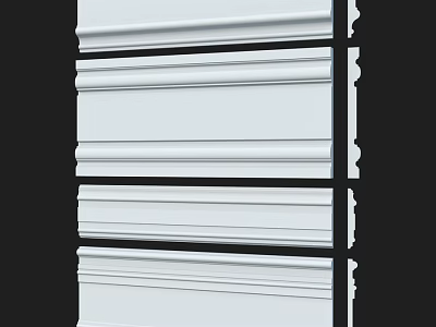 White Decorative Moldings With Multiple Layers And Various Designs Neatly Arranged 3d model