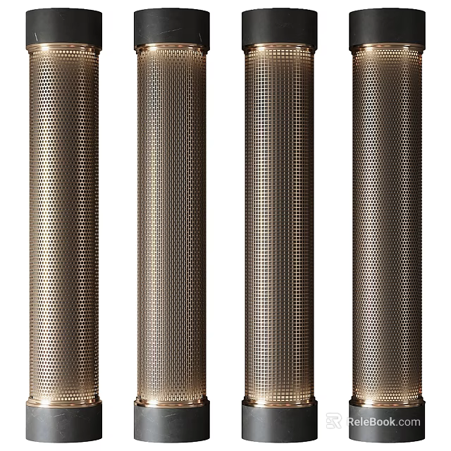 Modern Metallic Columns with Perforated Texture in Decorative Design for Interior Spaces 3d model 