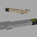 Modern Landscape Bench With Wooden Stone Structure And Integrated Green Plant Planters