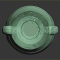 Artistic Green Carved Vase Sculpture with Double Handles and Textured Surface