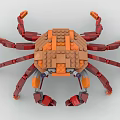 Red And Orange Crab Shaped Building Block Toy With Mechanical Legs