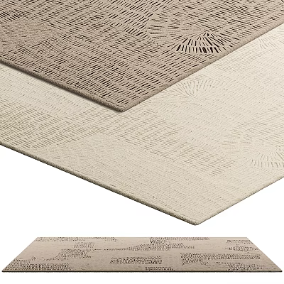 Square Rugs With Beige And Brown Woven Texture For Modern Home Decor 3d model