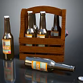 Wooden Beer Crate With Labeled Bottles And Fallen Bottle With Cap
