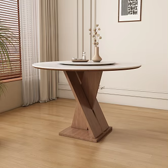 Modern round dining table 3d model