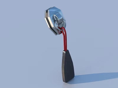 Household Tool With Silver Metal Head Red String And Black Base Design 3d model