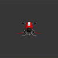 Futuristic Red White Space Themed Motorcycle Streamlined Design Black Seat Metallic Exhaust Black Background Reflection
