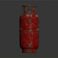 Red Old Worn Gas Cylinder Equipment With Scratched Surface For Industrial Storage