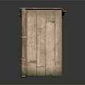 Wooden Garden Shed With Crescent Shaped Hole On Door And Sloped Roof Support Posts