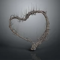 Heart Shaped Sculpture With Twisted Vines Branches And Natural Texture Art