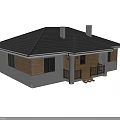 Detached House Exterior With Black Tiled Roof Wood And White Walls Porch And Windows