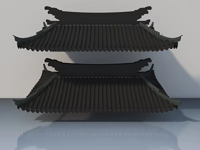 Traditional Chinese Architectural Roof Structure With Curved Eaves And Tile Design On Smooth Surface 3d model