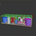 Industrial Equipment Model Featuring Metal Frame Blue Tanks And Piping Components