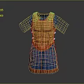 Golden Ancient Armor With Muscle Design Blue Lining Red Skirt And Decorative Patterns