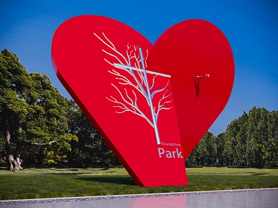 Modern City Sculpture Love Sculpture Tree Silhouette Park Entrance Guide Sign Landscape Installation Art Construction 3d model