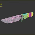 Bloodstained Metal Knife With Green Handle And Dark Background Reflection 3d model