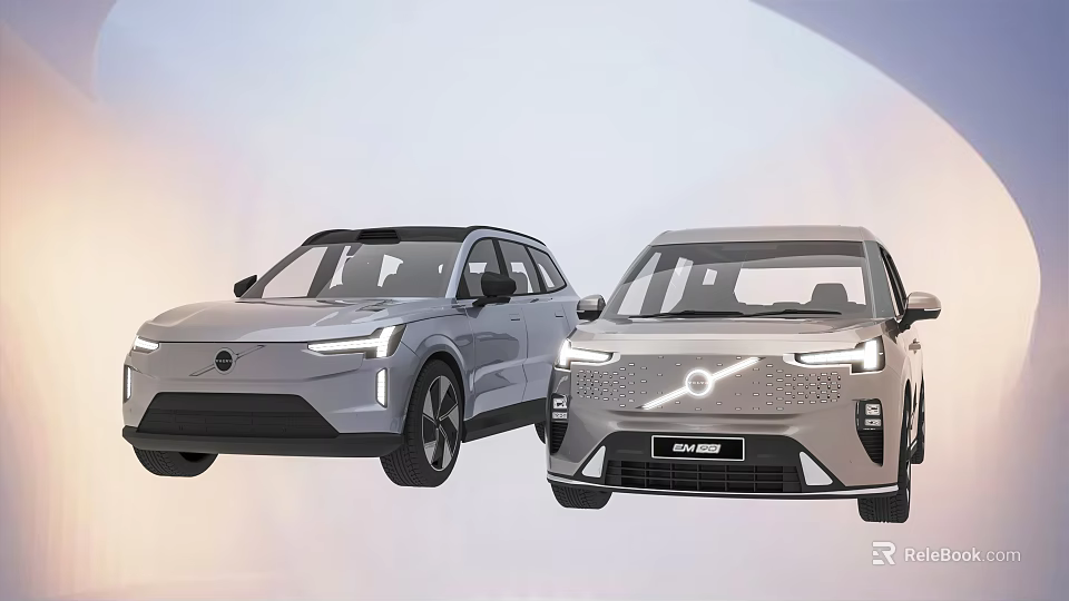 Two Modern Electric SUV Cars Displayed Together 3d model