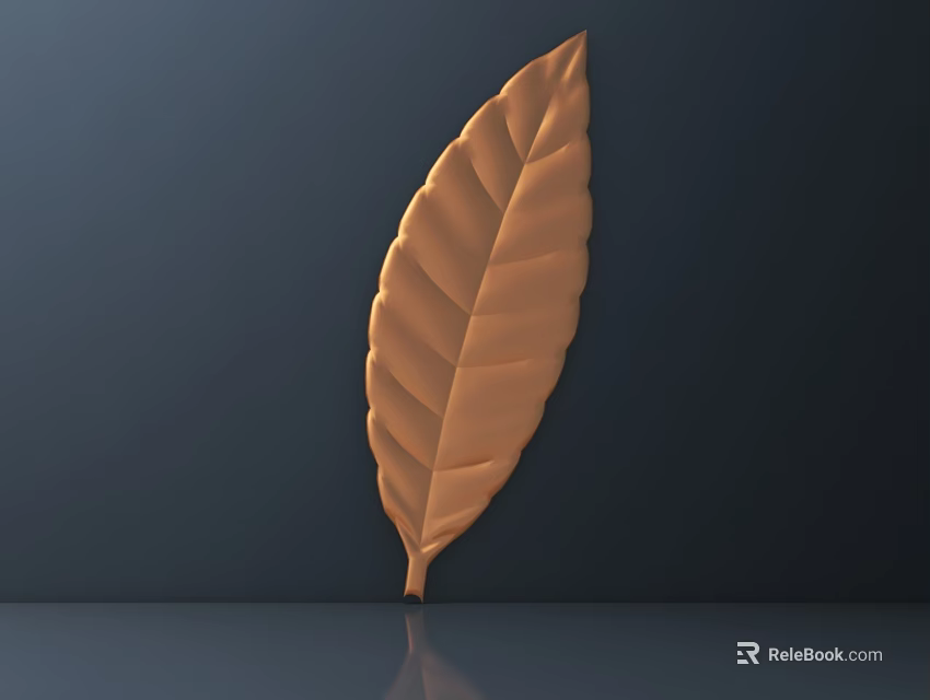 Copper Leaf Shaped Hardware Tool With Vein Texture On Dark Background Surface Reflection 3d model