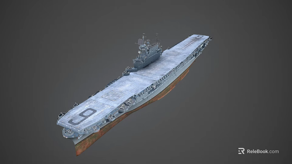 Military Aircraft Carrier 3D Model With Flight Deck And Superstructure 3d model