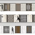 Diverse Entrance Gate Designs Featuring Various Materials And Patterns With Silhouette Figures 3d model