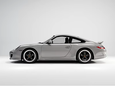 Silver Two Door Sports Car With Sleek Body And Black Wheels 3d model