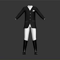 Equestrian Riding Outfit With Black Jacket White Pants And Black Boots