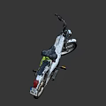 White Moped Motorcycle With Black Seat Yellow Reflector And Black Wheels Design