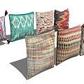 Colorful Decorative Pillows With Various Unique Patterns And Stylish Designs For Home 3d model