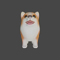 Cute Cartoon Corgi 3D Model With Orange And White Fur Standing Smile