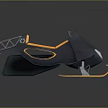 Modern Snowmobile 3D Model With Orange Seat Black Body And Skis