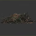 Natural Compost Pile With Twigs Fallen Leaves Soil And Green Plants