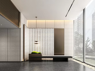 Modern lobby entrance lobby front desk 3d model