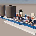 Industrial Gray Water Storage Tanks With Blue Pipeline System And Valves