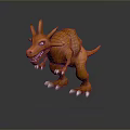 Orange Spiked Dinosaur 3D Model With Scaly Body Sharp Teeth And Claws 3d model