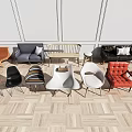 Modern Accent Chairs With Diverse Designs Upholstered Seats And Wooden Frames On Wooden Floor