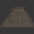 Cartoon Pyramid Scene With Stairs Ornate Snake Decorations And Top Platform Carvings