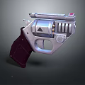 Modern Silver Pistol With Red Accent Dark Grip And Mechanical Design Features 3d model
