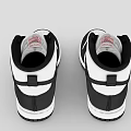High-top Black And White Sneakers With Nike Logo On Side Red Tongue And Black Laces