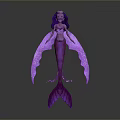 Purple Mermaid Doll Design With Long Hair Purple Tail And Decorative Wings